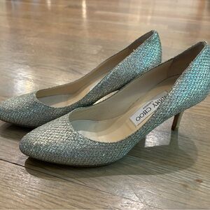 Jimmy Choo Silver Glitter Pumps